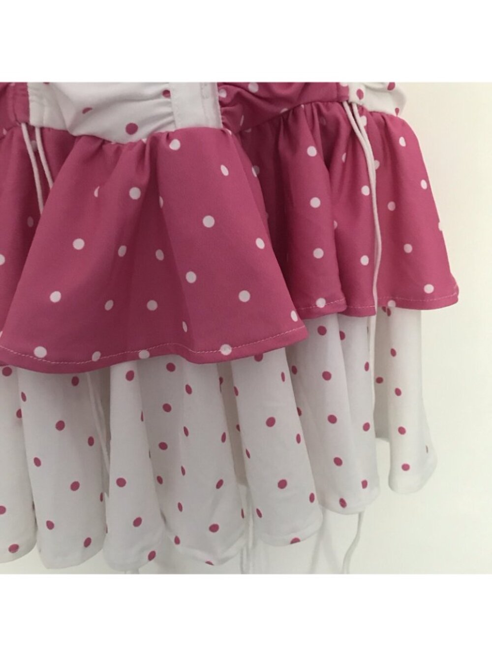Ruffle Mini Dress S Polka Dot Pink Corset Ruched Dollcore Grunge Goth Fairy Kiki - Picture 6 of 15